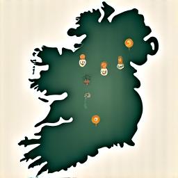 A map of Ireland with pins on unique, off-the-beaten-path locations.