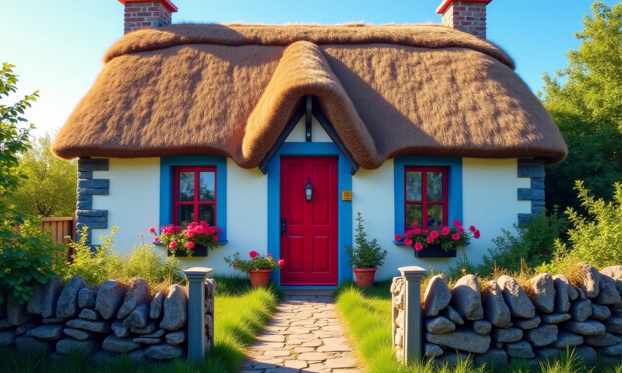A traditional thatched cottage in the colorful village of Doolin.