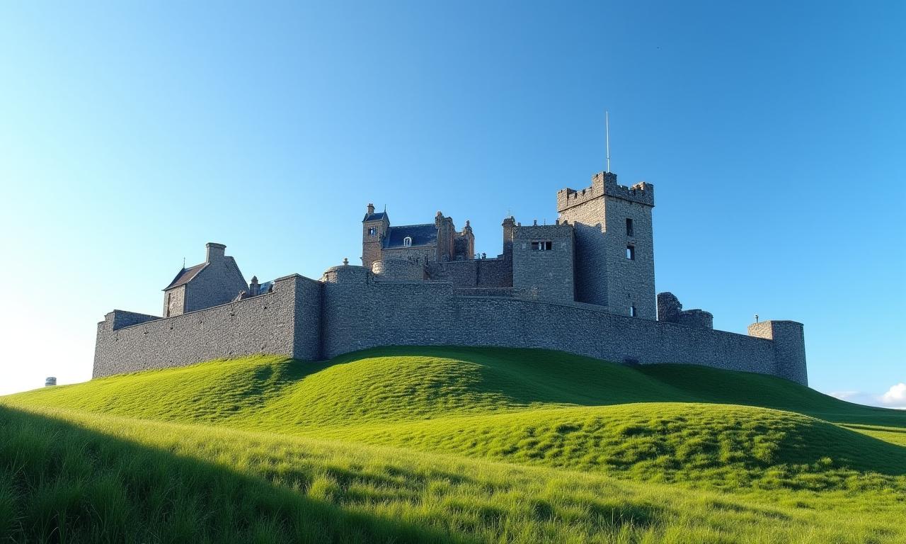 The historic Rock of Cashel fortress against a blue sky.